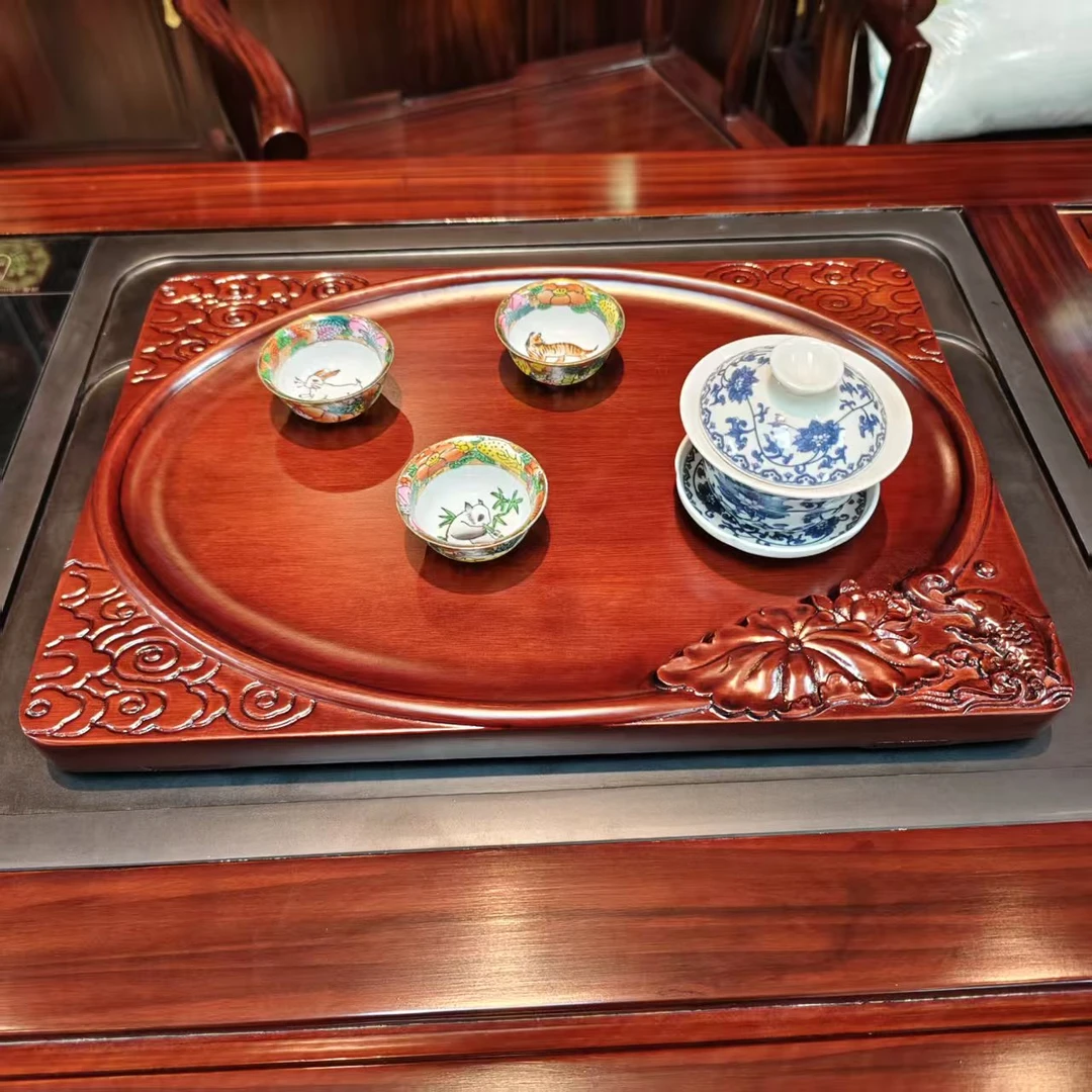 【宠粉福利】酸枝木 茶室实木泡茶盘尺寸：长38cm宽27cm厚度3cm