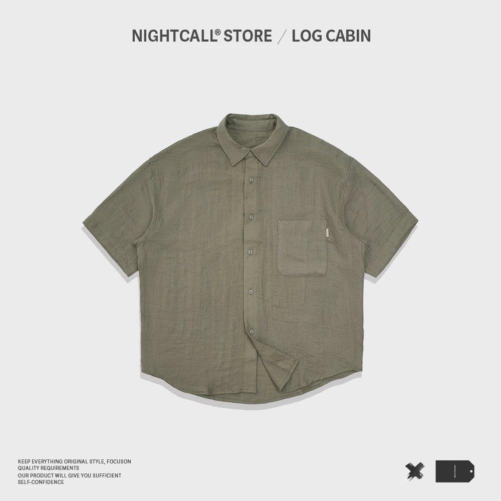 NIGHTCALL / LOG CABIN 复古休闲简约纽扣衬衫男士宽松百搭纯色