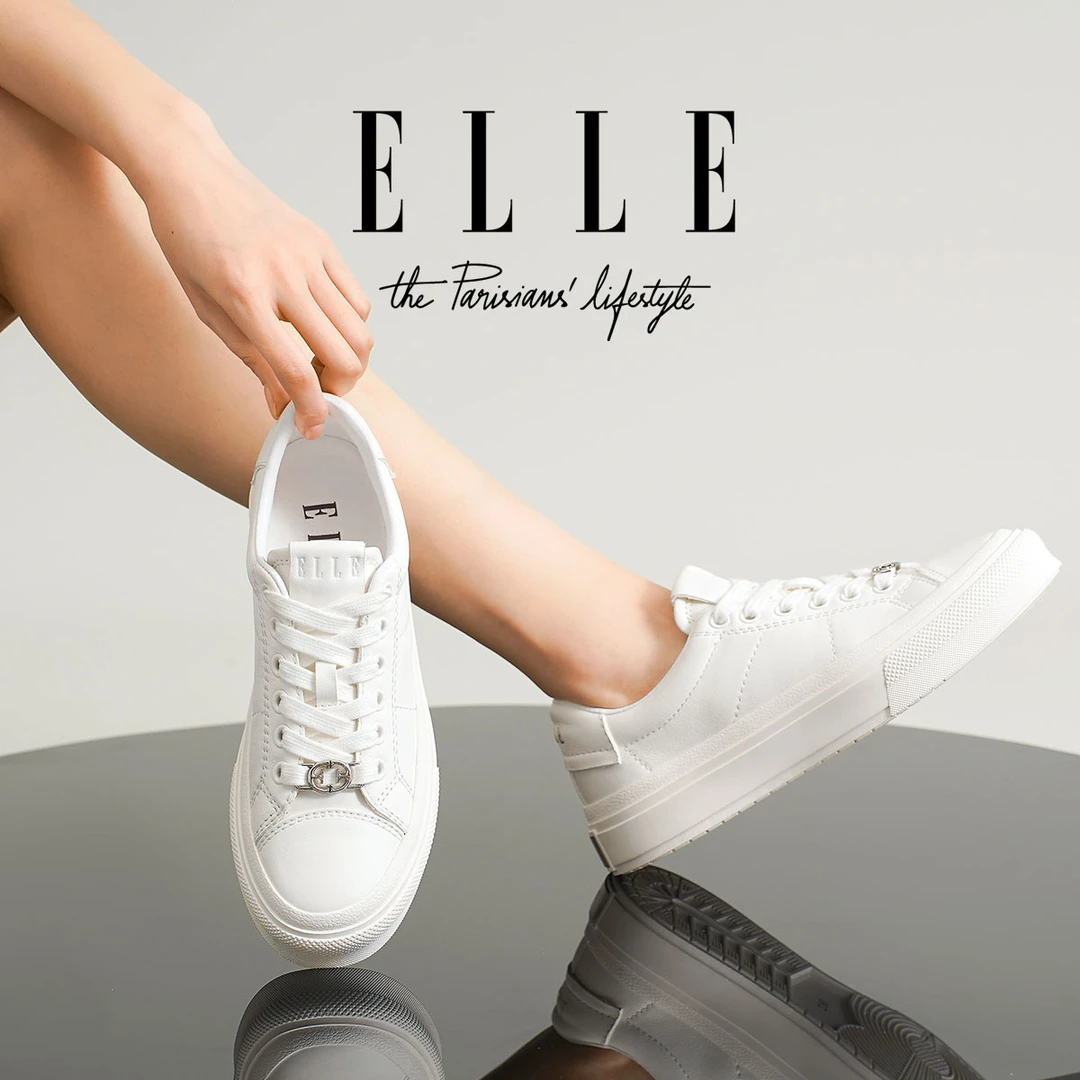 ELLE软底不累脚小白鞋小个子女生显高板鞋时尚百搭厚底休闲运动鞋