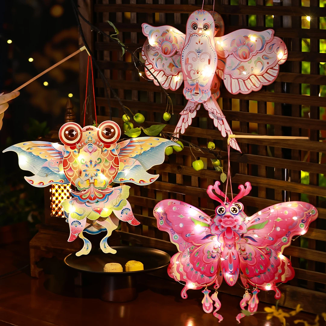 文仙亦言中秋节灯笼儿童手提古风非遗蝴蝶花灯亲子手工diy材料包