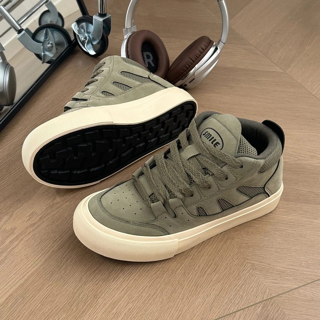 原创设计中帮面包鞋秋季新款痞帅男鞋2025新款爆款厚底男生板鞋子