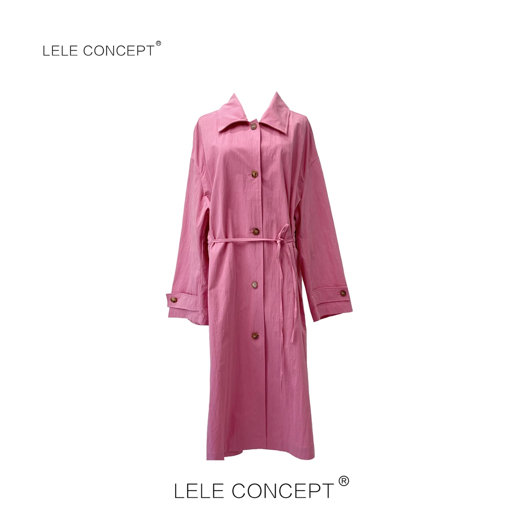 LELE CONCEPT丨高级感气质百搭细腰带翻领风衣Y0542