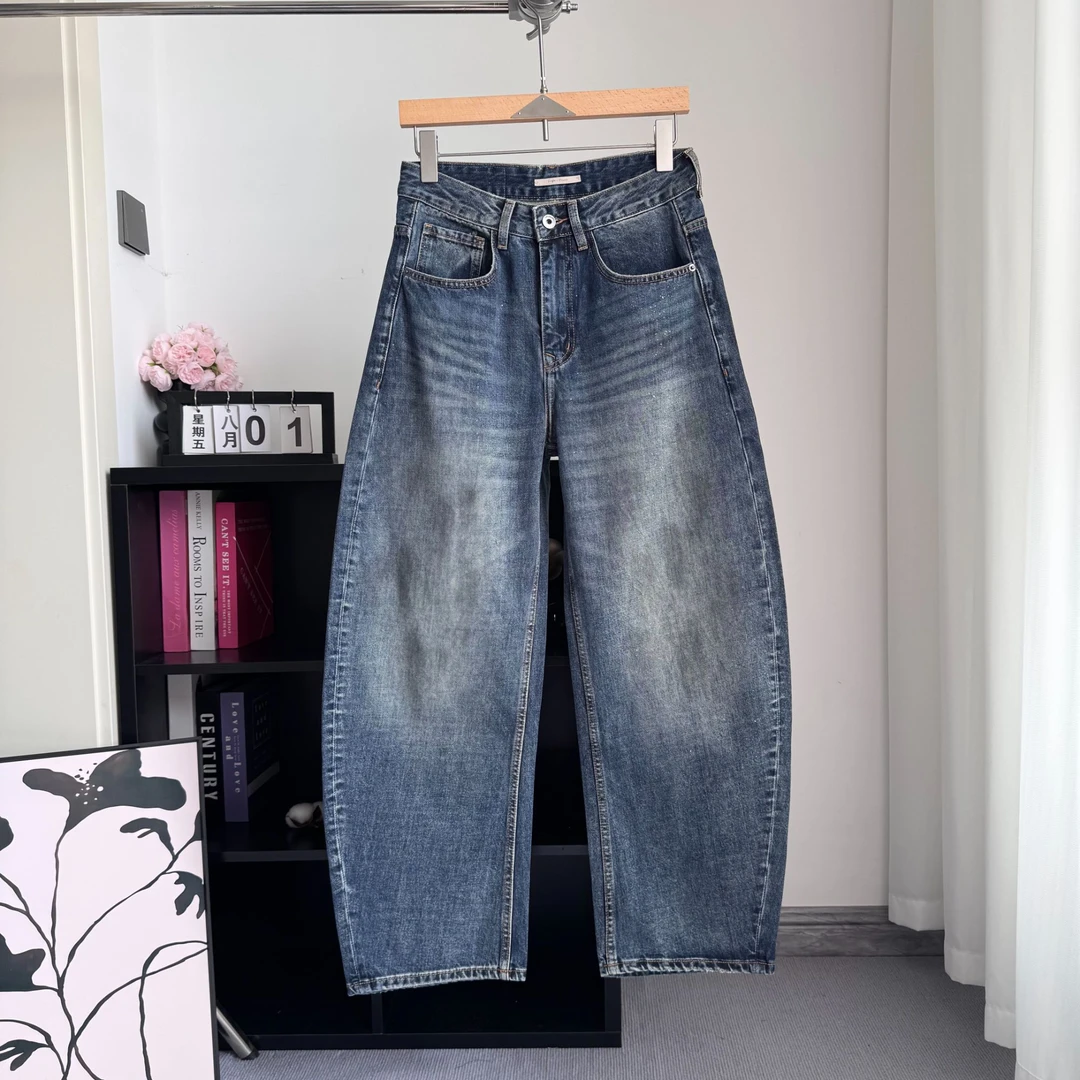 2025秋季新款男士弯刀牛仔裤阔腿带细闪时尚百搭痞帅潮流8002C