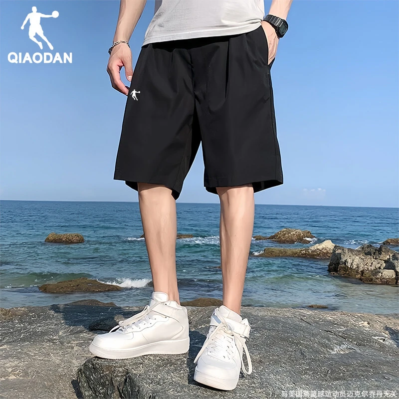 乔丹速干短裤男2025夏季薄款冰丝五分裤纯色休闲裤跑步健身运动裤