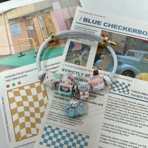 合金手链 diy串珠手绳彩色可爱KT手工少女甜美