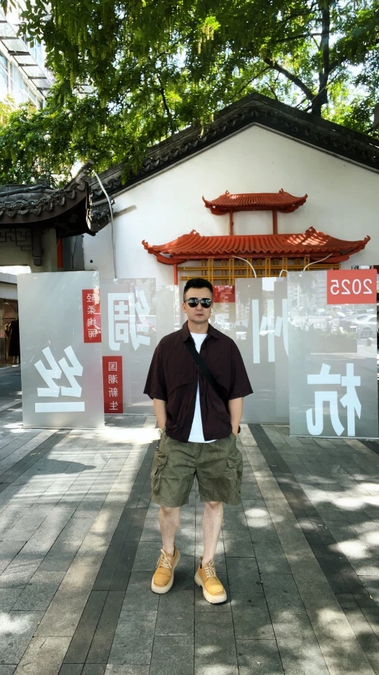2025夏季新款速干运动短袖套装男潮牌宽松休闲工装衬衫短裤两件套