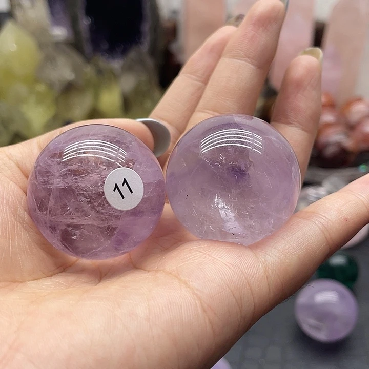 千***子水晶珠宝半成品未镶嵌11紫水晶球
