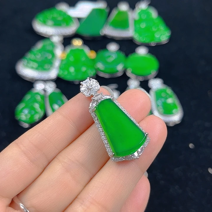 翡翠银S925镶嵌吊坠(不含链)