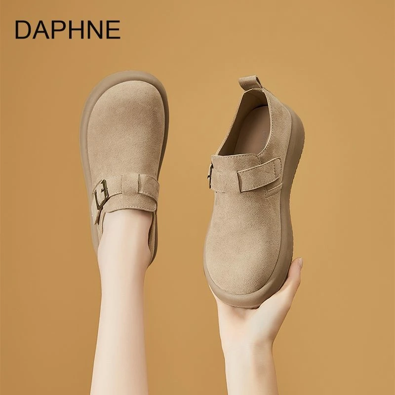 达芙妮厚底增高全包勃肯鞋女2025夏季新款复古百搭休闲单鞋
