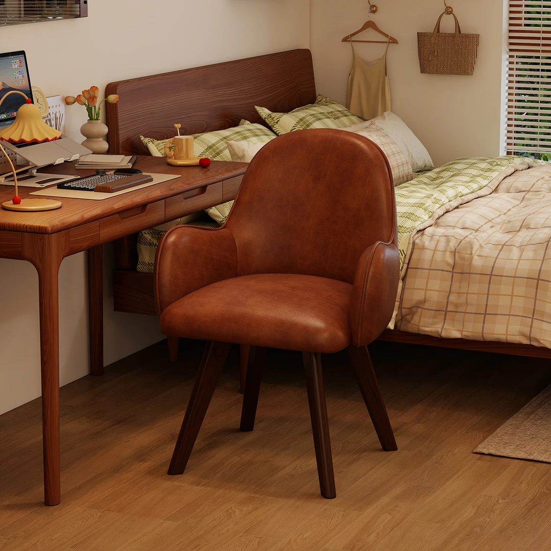 希静实木电脑椅舒适久坐书房办公椅卧室简约书桌椅可旋转靠背椅子