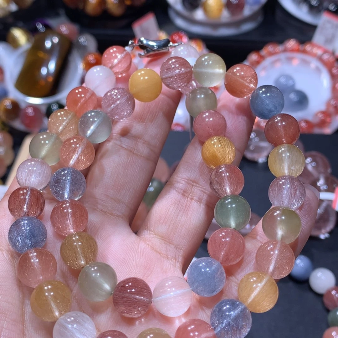 水晶未镶嵌手链彩兔毛项链10mm