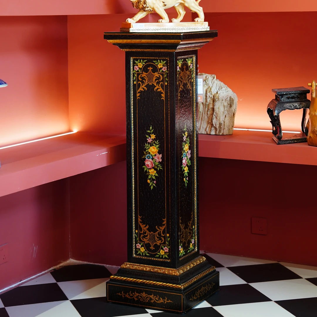 【本尼家】YS100法式中国风美式布裂纹手绘花卉图案花几