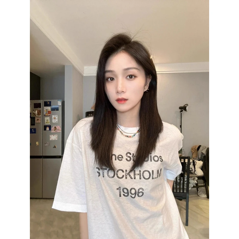 2025夏季设计感美式印花短袖圆领百搭T恤宽松休闲夏日清凉防晒衫