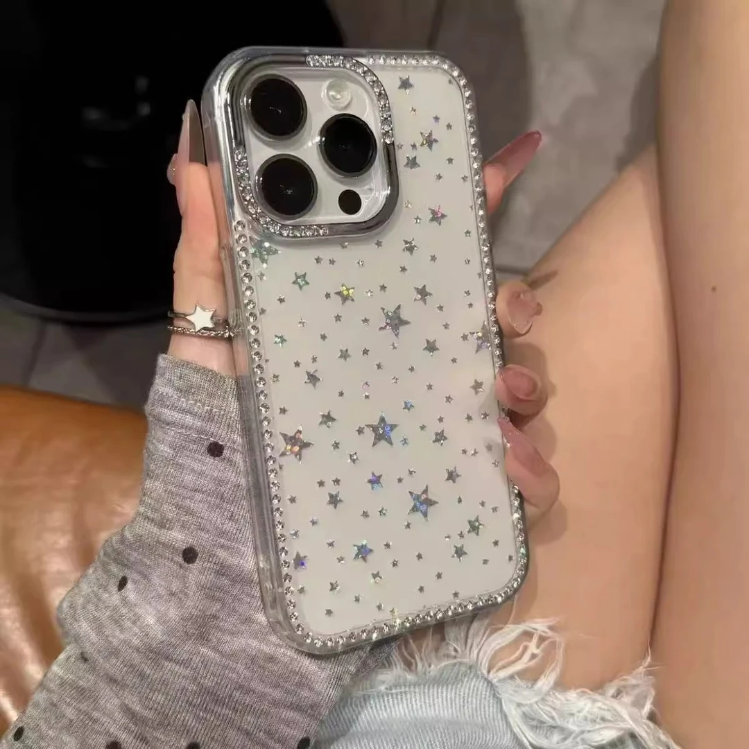 轻奢ins高颜值闪钻星星适用iPhone15/14手机壳苹果16promax小众13