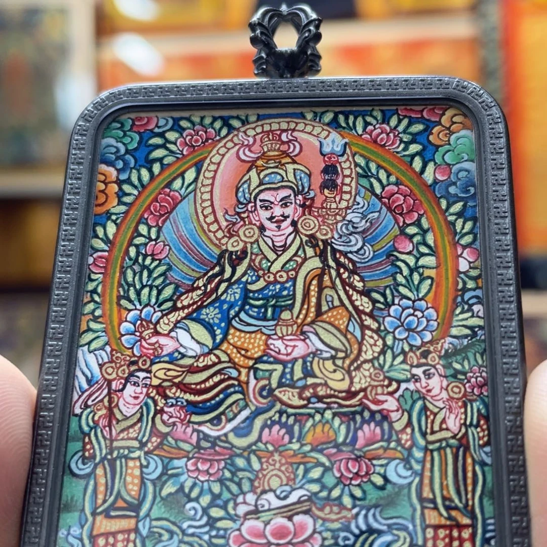 吊坠热贡纯手绘唐卡莲师