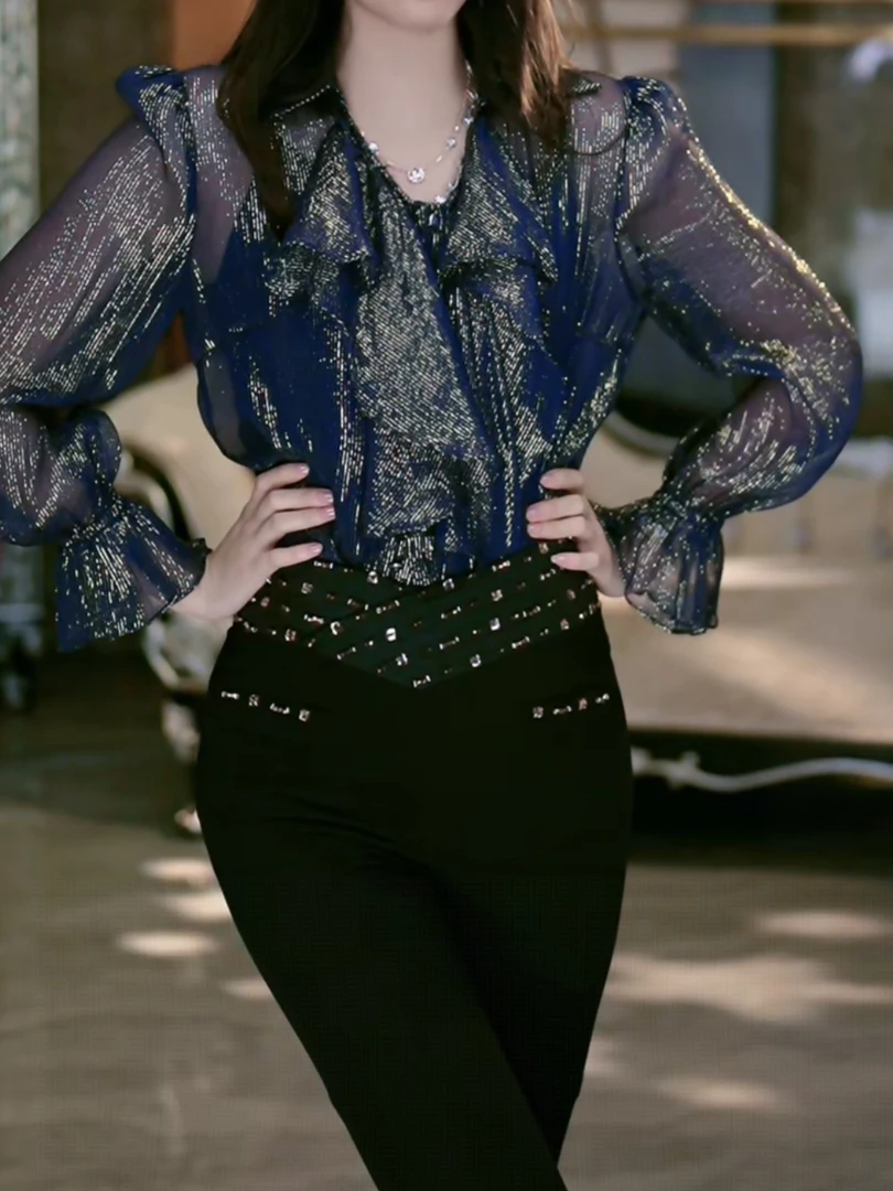 SEJI/瑟纪6-27【千金名门】法式重工气质百搭微喇裤