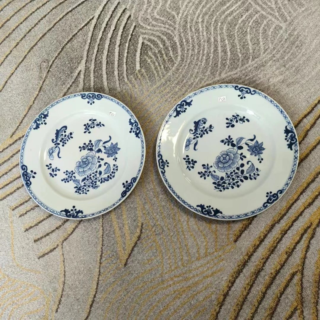 D811清康熙青花花卉折沿盘【其一】