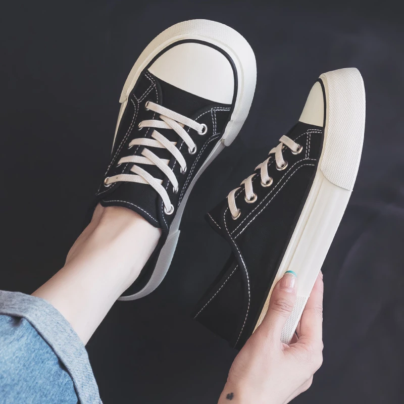 【qianqian】平底半拖帆布鞋女2025夏新款韩版休闲百搭一脚蹬懒人鞋