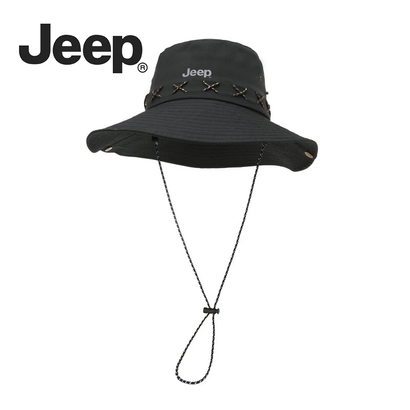 JEEP吉普夏季防晒透气渔夫帽户外登山帽牛仔复古海边太阳帽情侣款