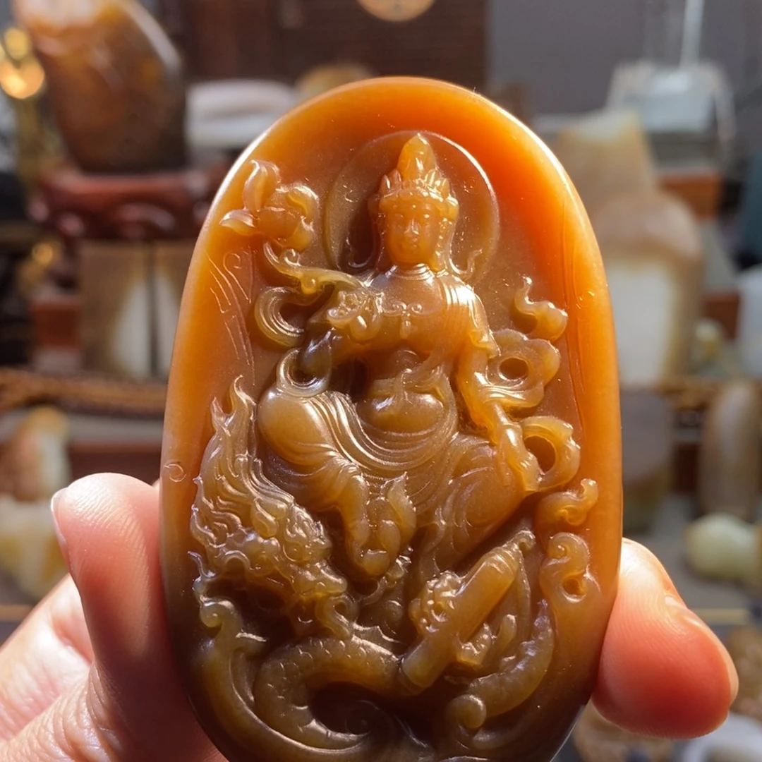 和田玉未镶嵌挂件清**月观音