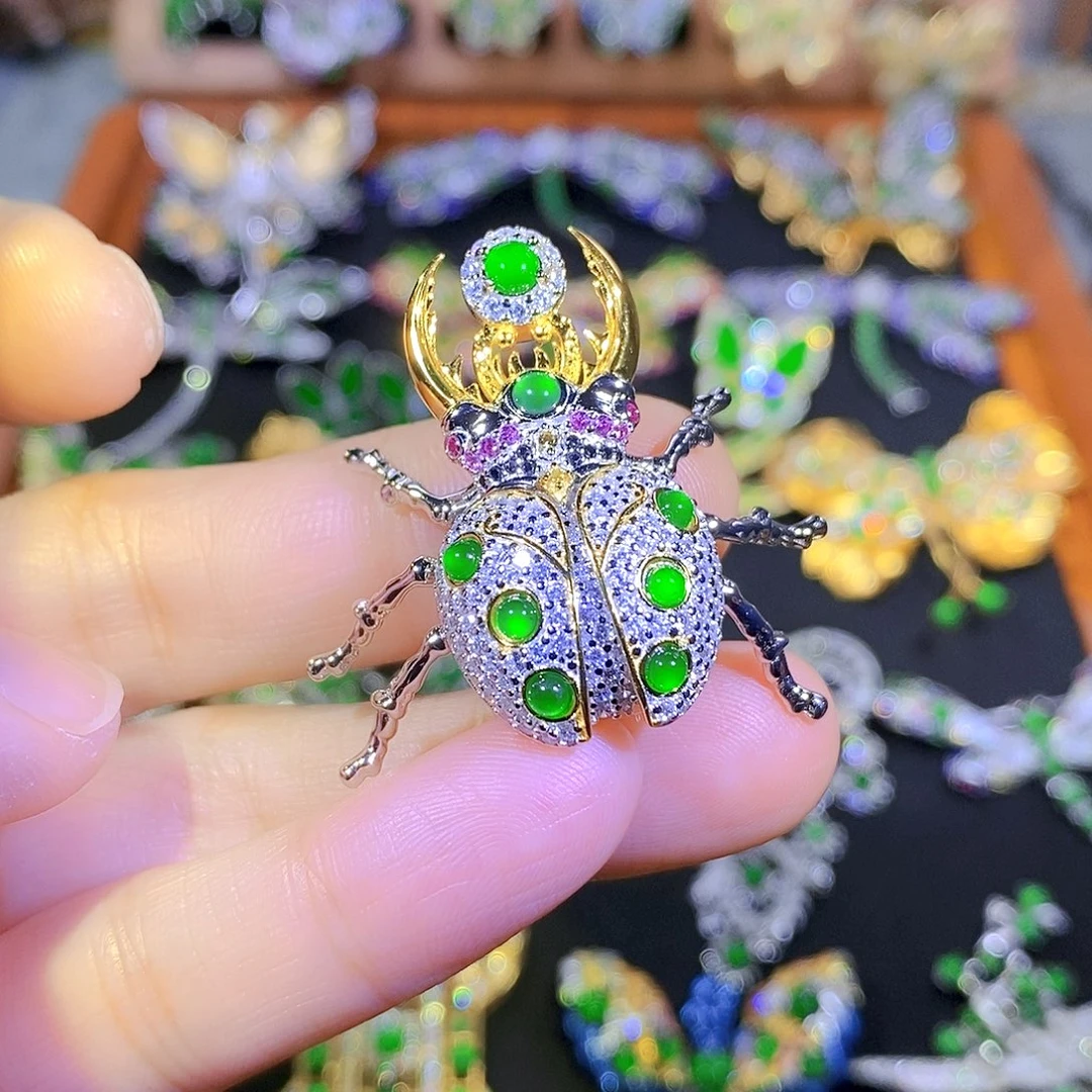 吊坠(不含链)银S925镶嵌翡翠