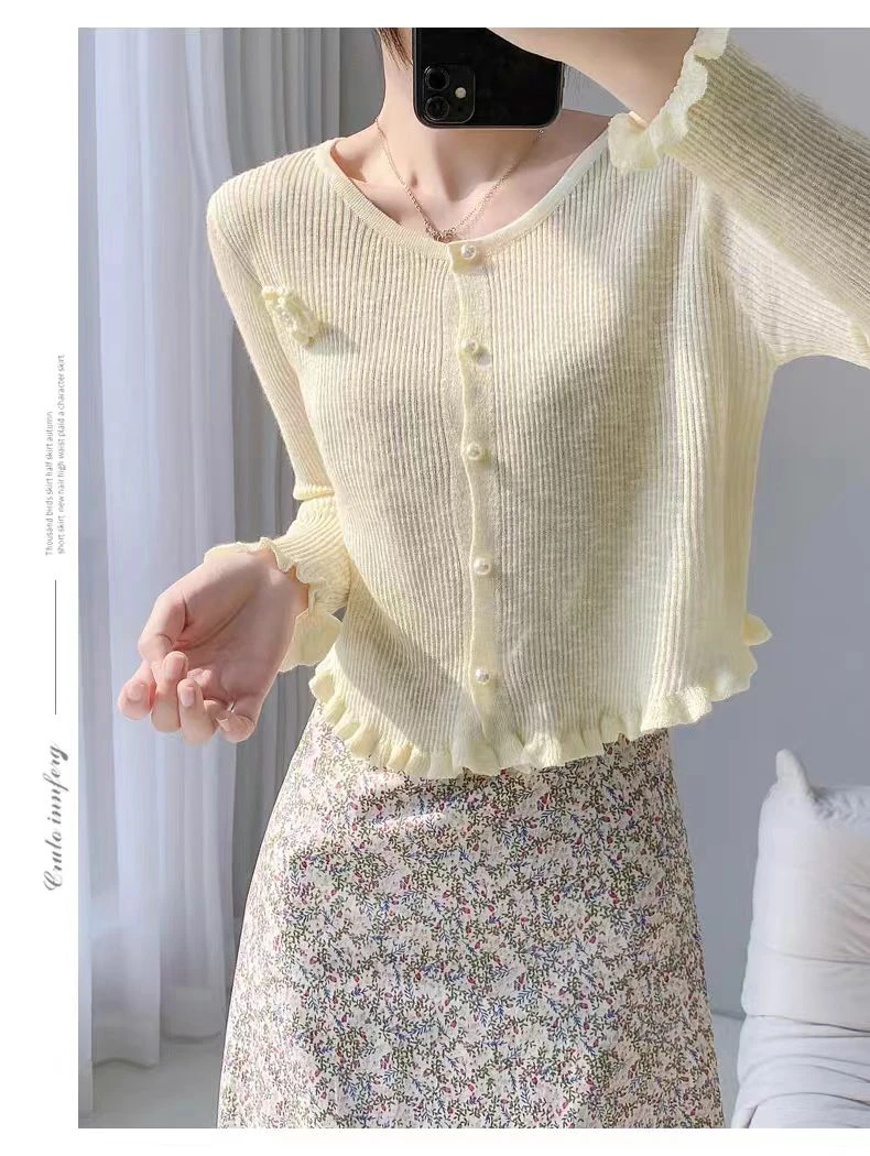 立体花朵韩系针织开衫