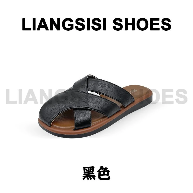 p梁思思SHOES2025夏季新款复古百搭一脚蹬露趾包头拖-5502