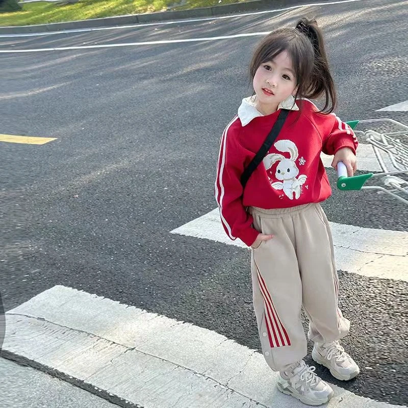 女童休闲运动套装秋季2025新款女孩洋气卫衣百搭宽松运动裤两件套