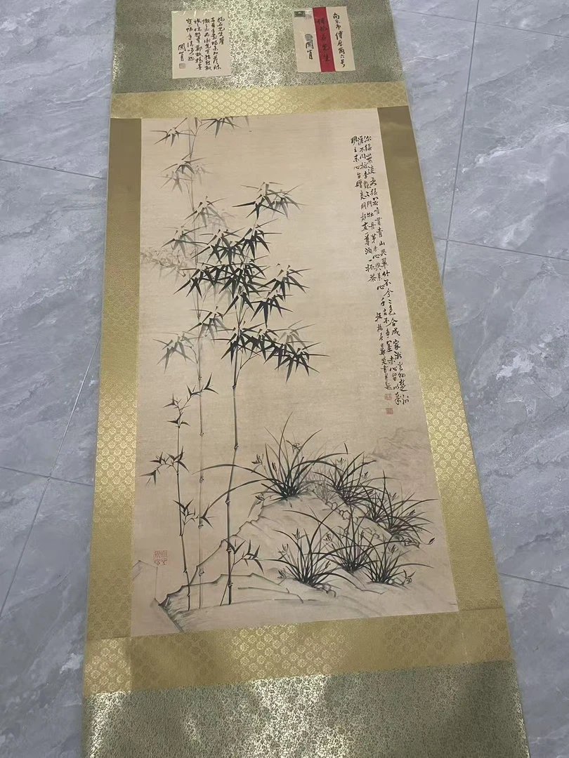 竹图立轴水墨写意竖幅工艺画大幅399号