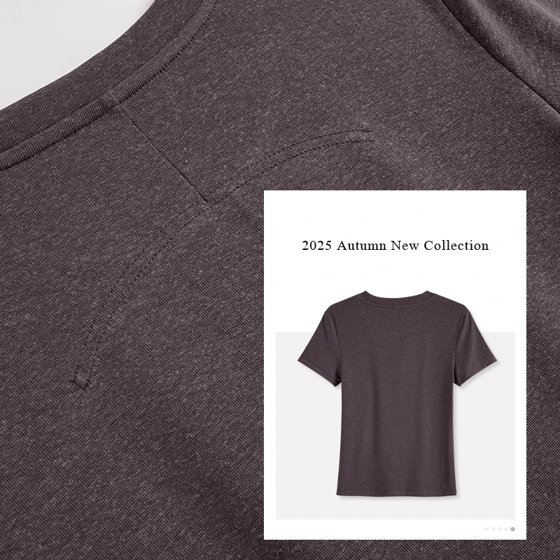 2025春季新款天丝亚麻升级款夏薄款短袖设计感T恤纯休闲运动半袖
