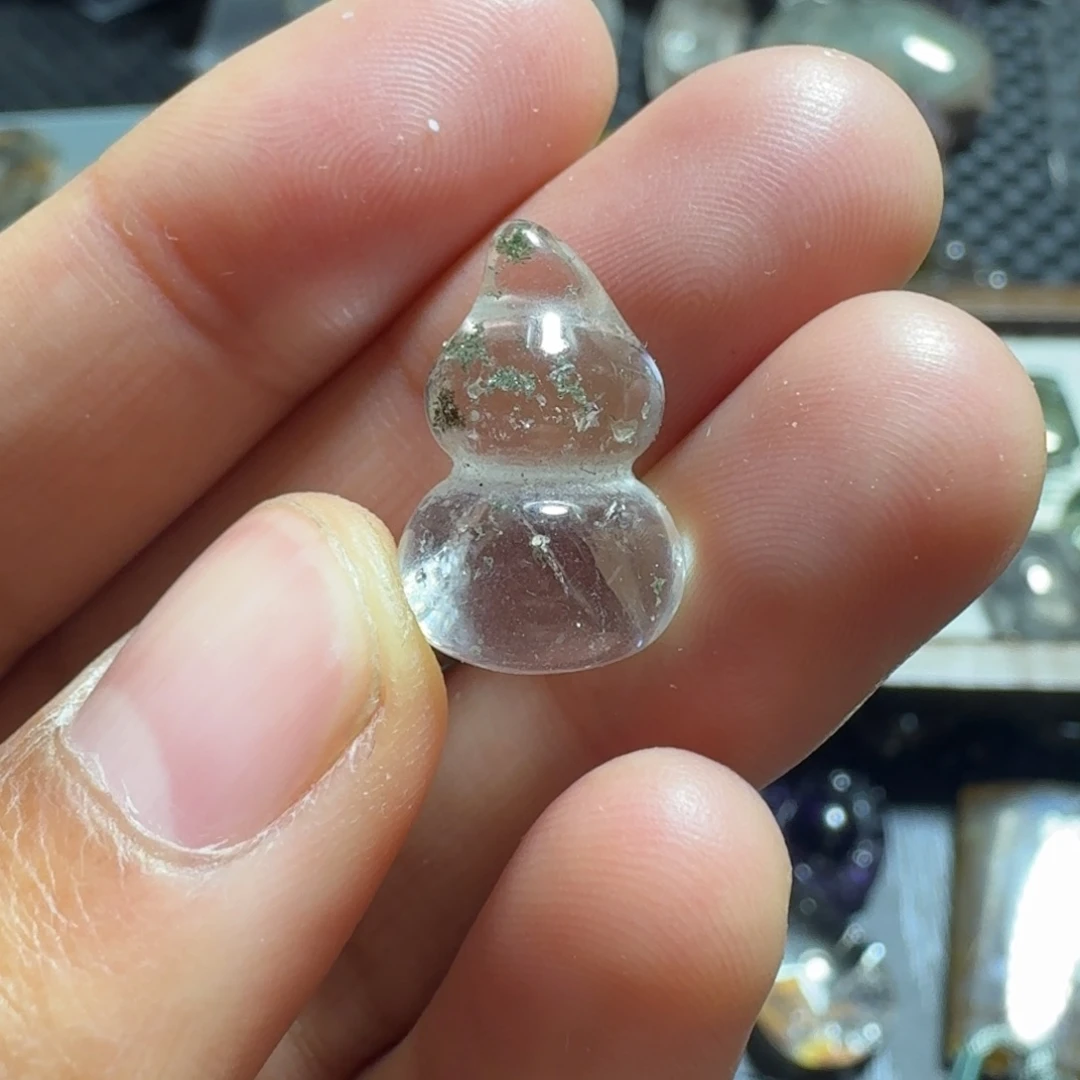 未镶嵌珠宝半成品水晶绿幽灵葫芦 有冰冰