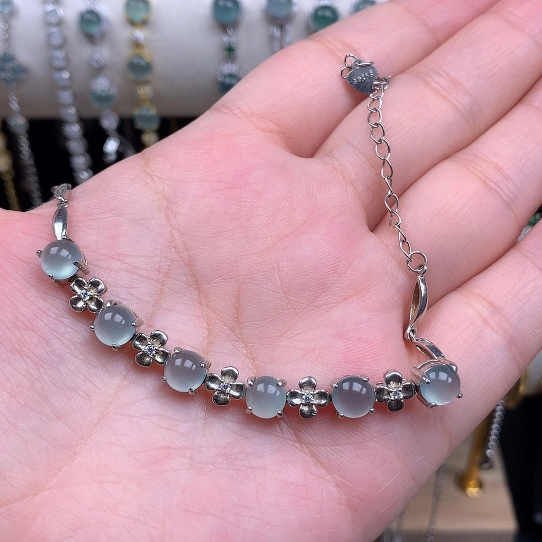 银S925镶嵌手链翡翠