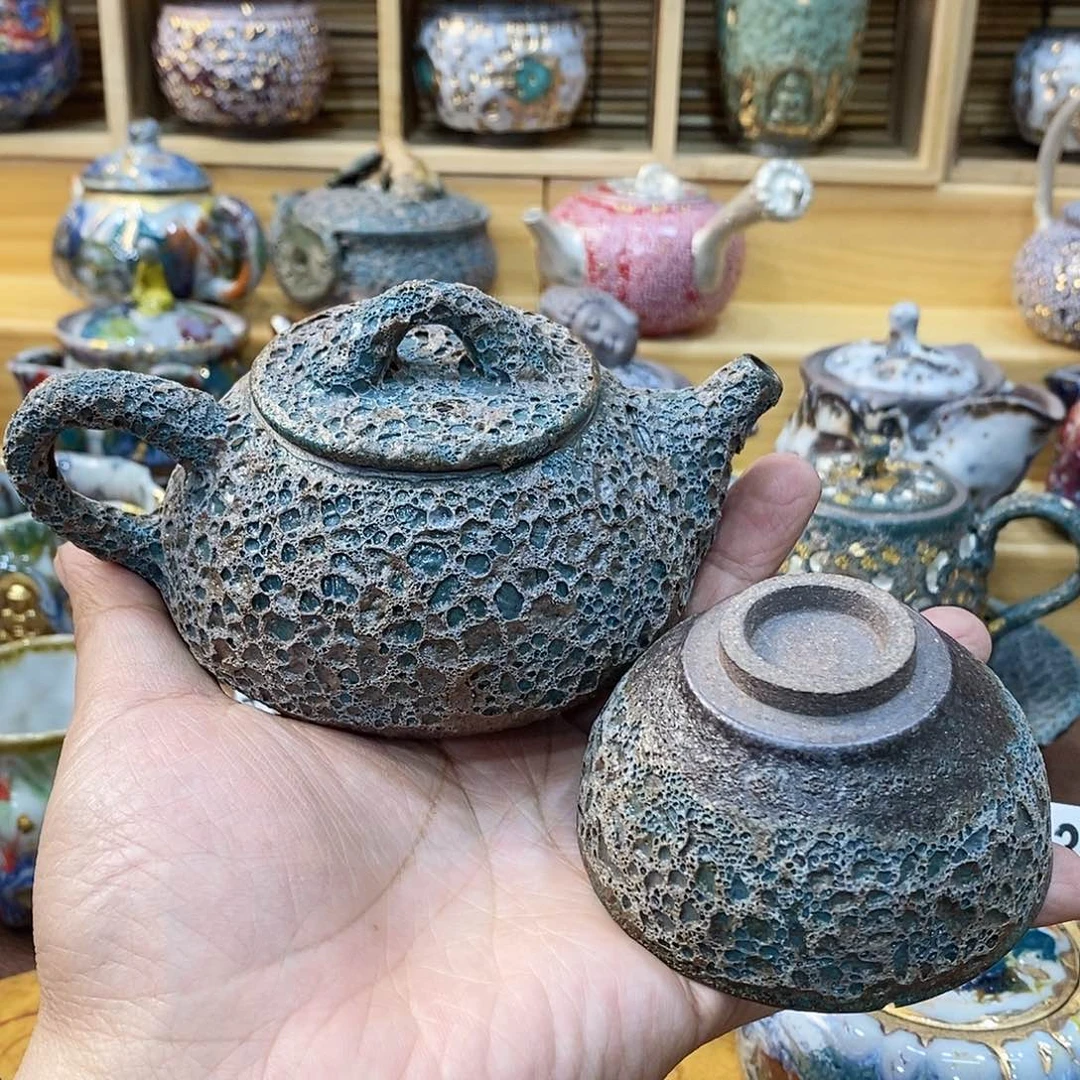 粗陶志野柴烧茶器