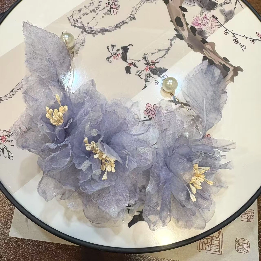 【云鬓花颜阁烫花钗梳】 紫萝凝珠新中式汉服发饰仙气古风钗梳B187