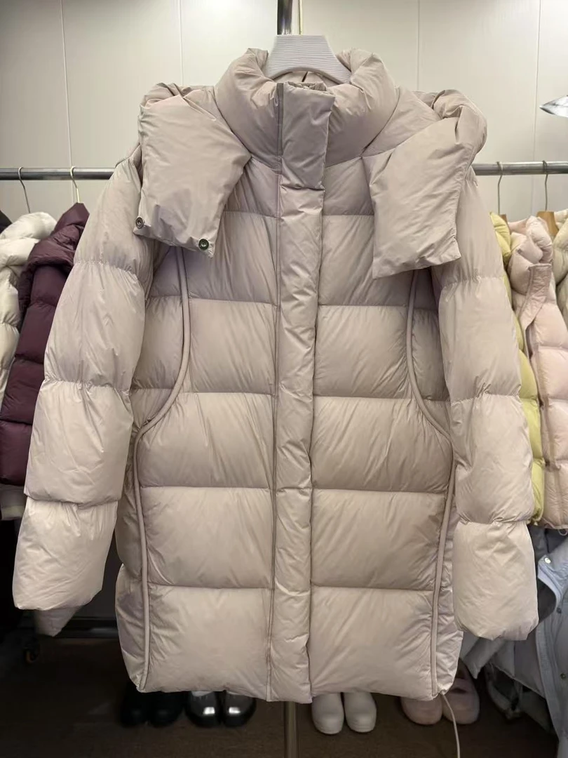 【伊伊】零下30°极寒泡芙95白鹅绒女时尚百搭连帽中长款鹅绒服 8007