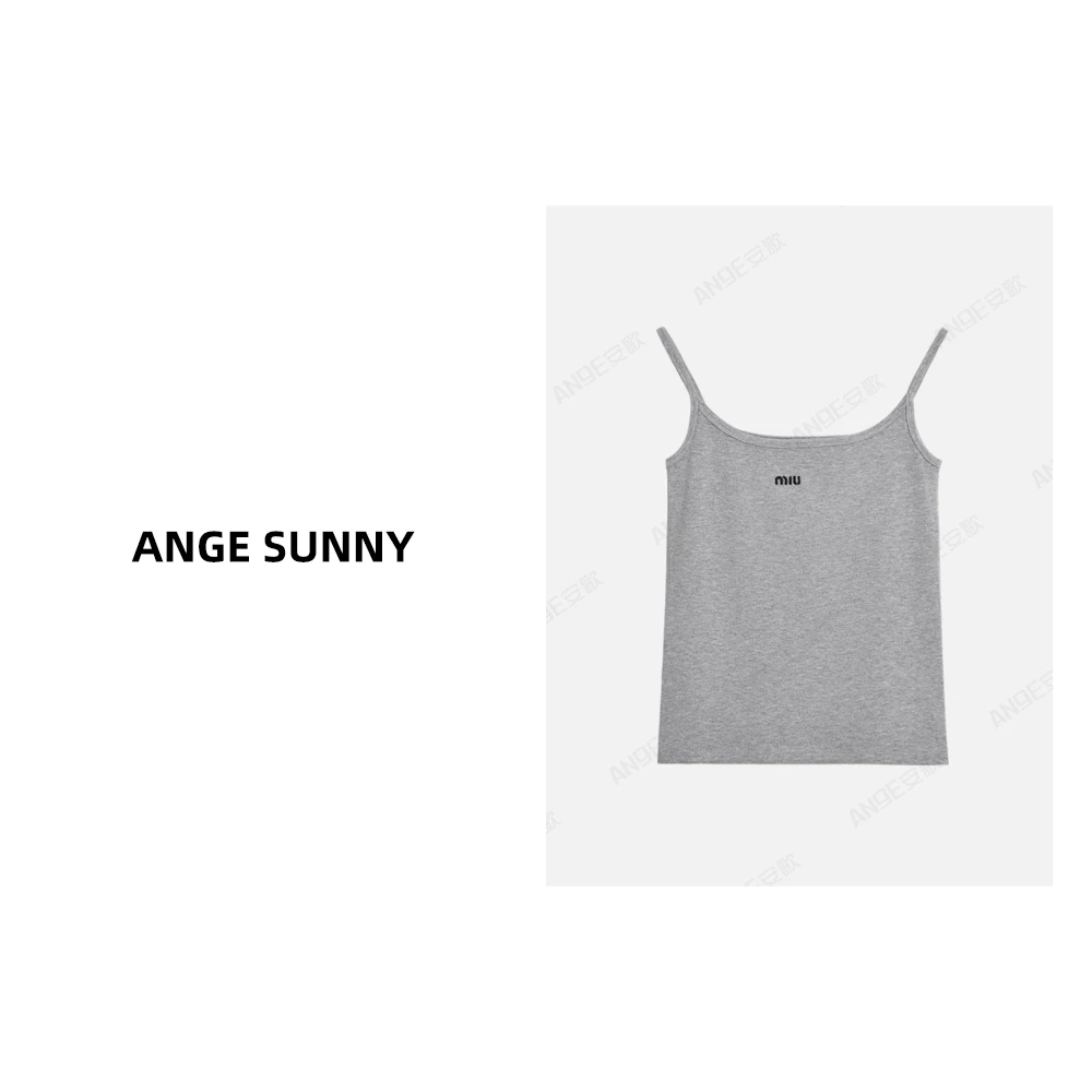ANGE SUNNY【字母刺绣吊带背心】时尚新款 百搭简约无袖背心