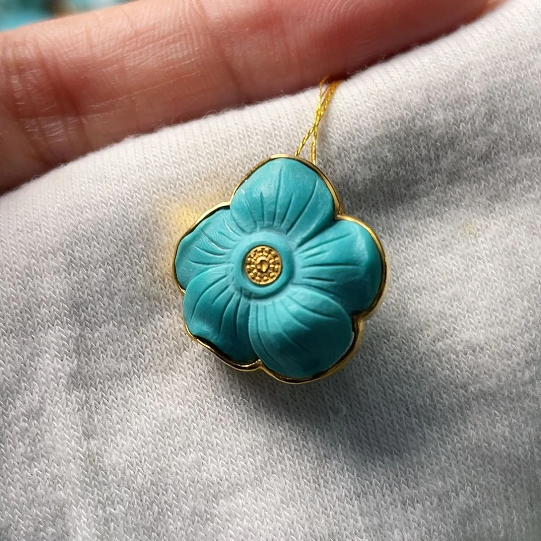 绿松石珠宝奇石18K金镶嵌