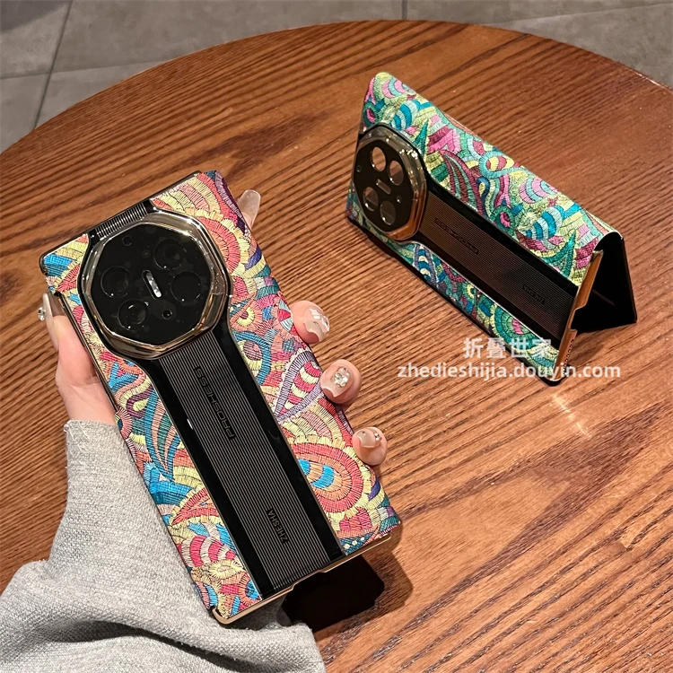 适用华为mate xt手机壳xts非凡大师皮质腰果花保时捷全包翻盖皮套