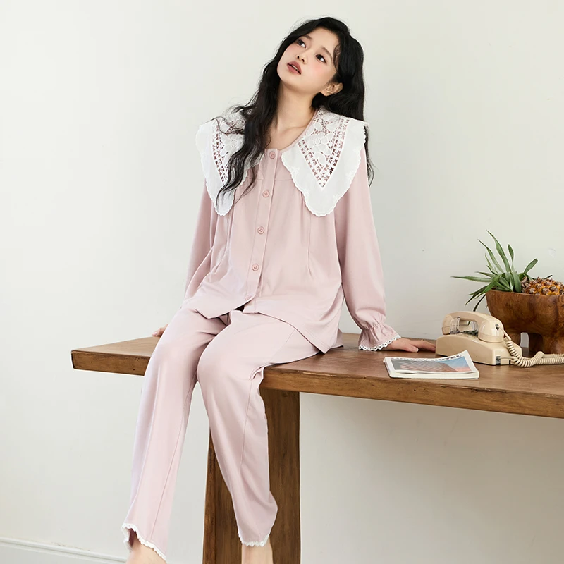 月子服春秋产后哺乳睡衣怀孕260g加绒秋冬孕妇喂奶家居服6388