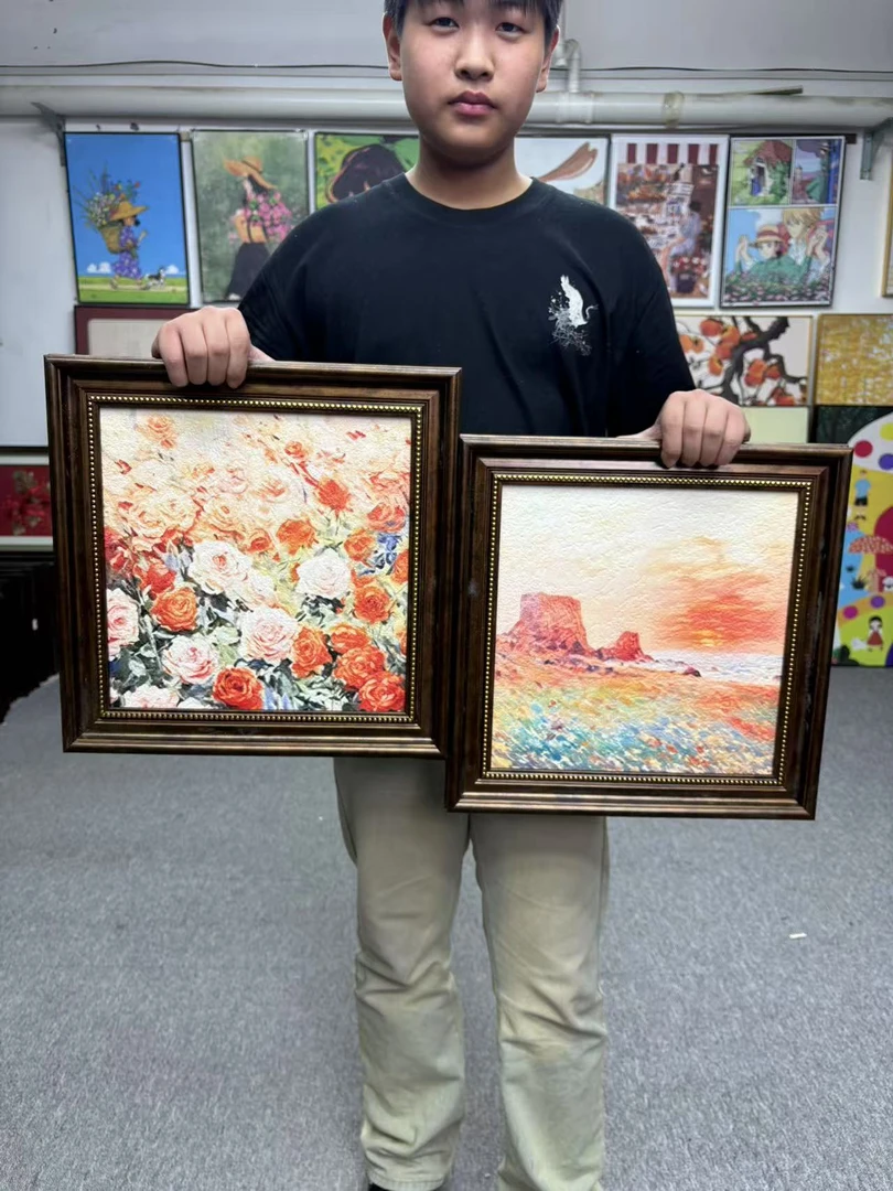 梵高风格花卉客厅沙发背景墙装饰画法式轻奢挂画4040