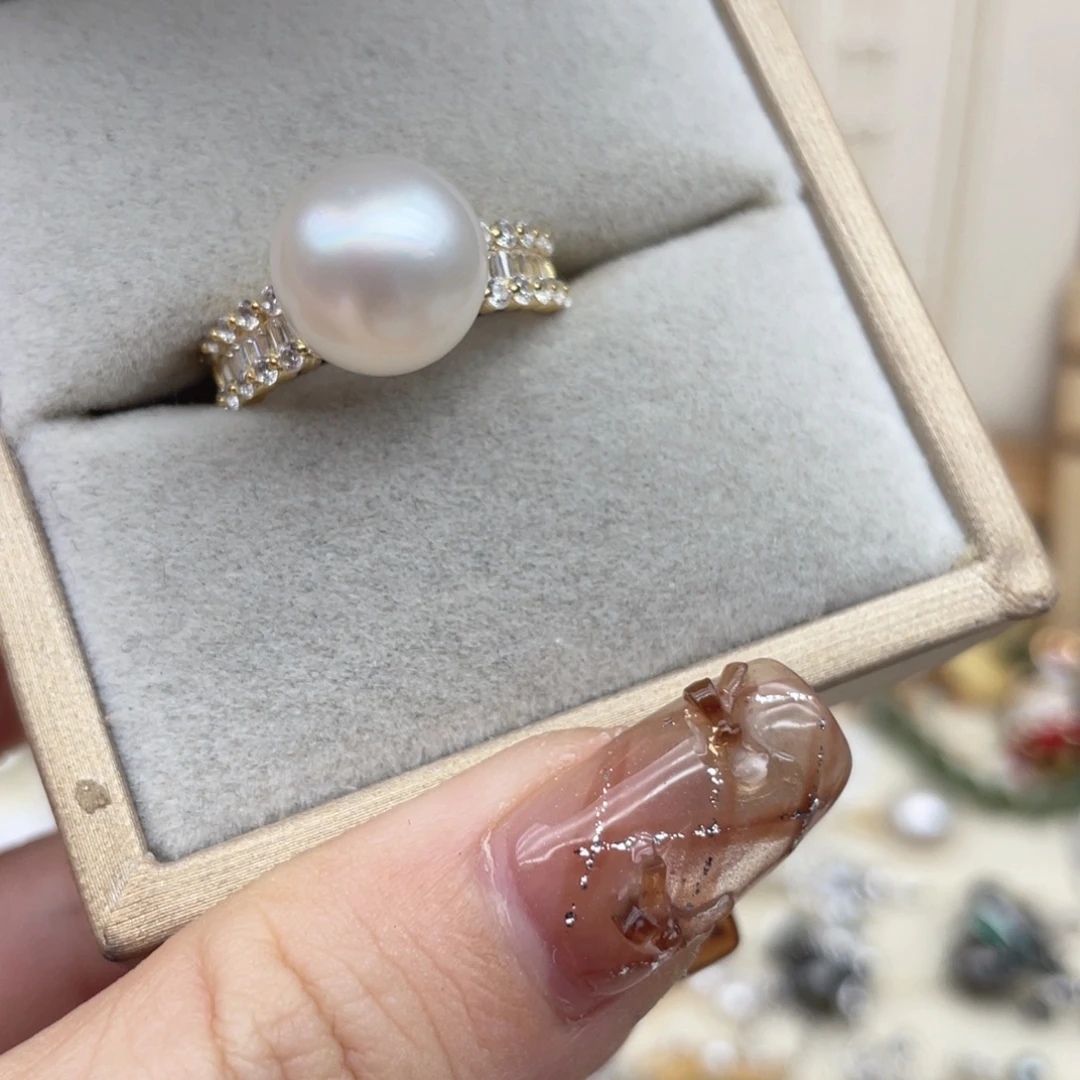 戒指银S925镶嵌海水珍珠T32