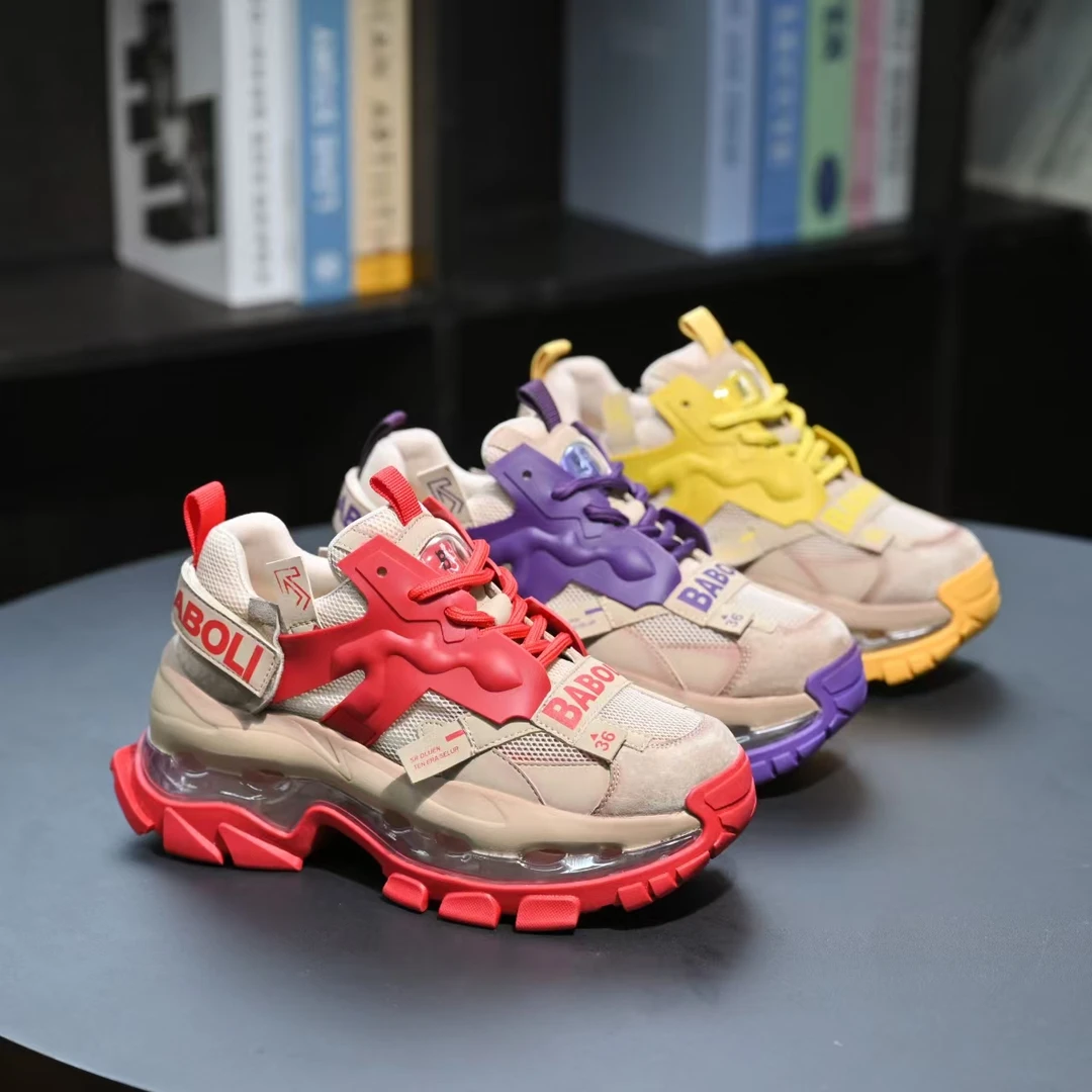 BABOLIINTY夏季新款复古老爹鞋女2025小个子时尚高端增高休闲鞋