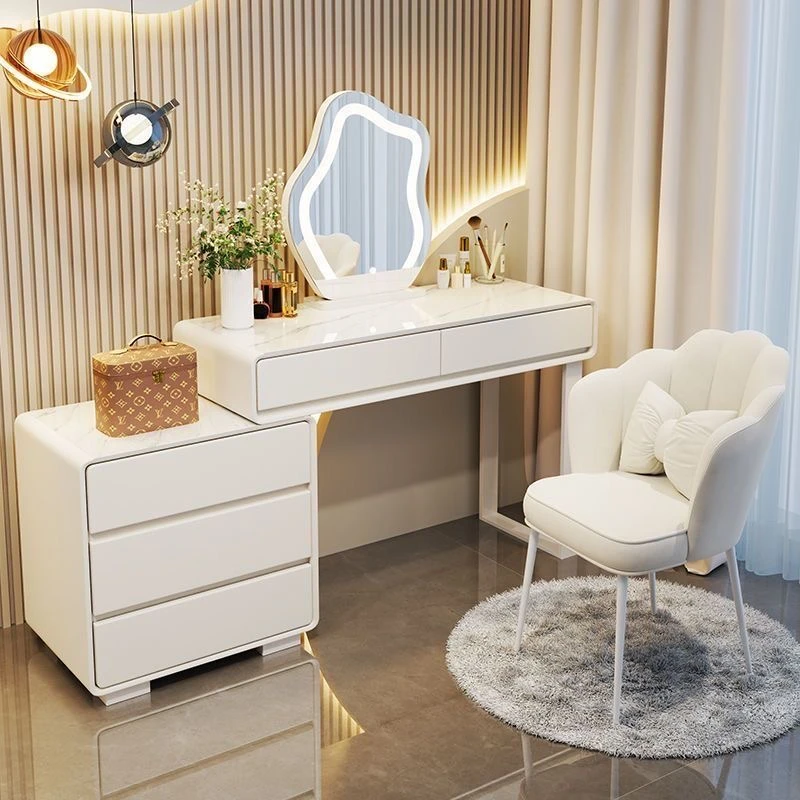 2025新款梳妆台卧室现代简约主卧奶油风实木斗柜收纳柜一体化妆桌