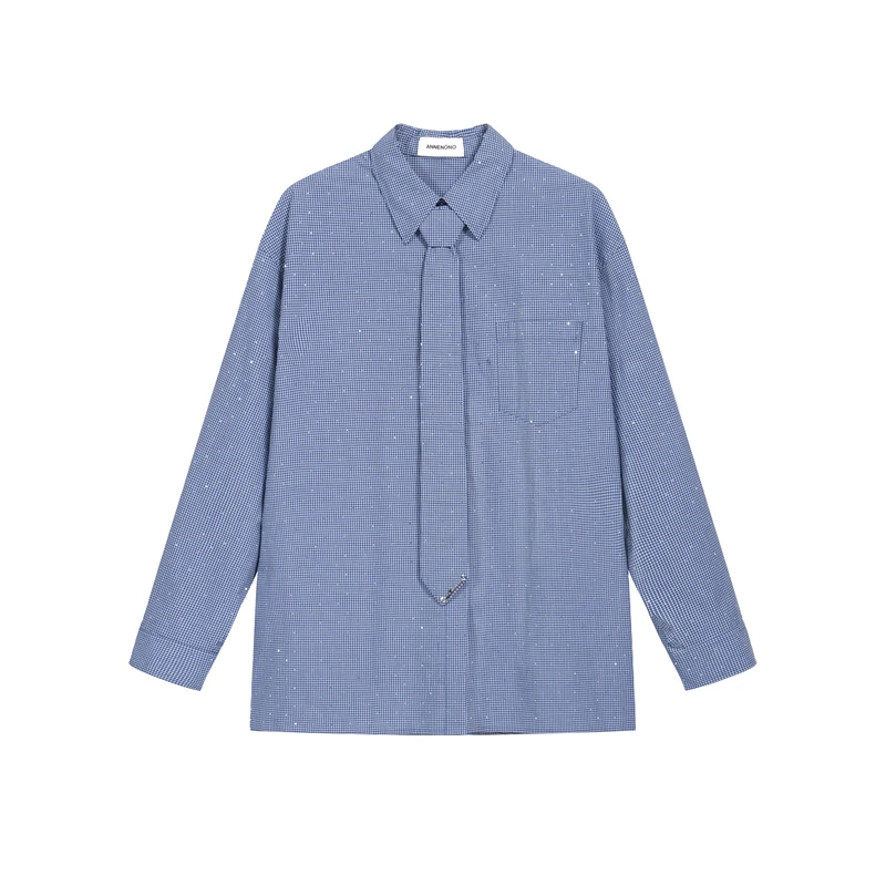 ANNENONO2025春夏满钻领带装饰长袖衬衫女1588dopdop买手店