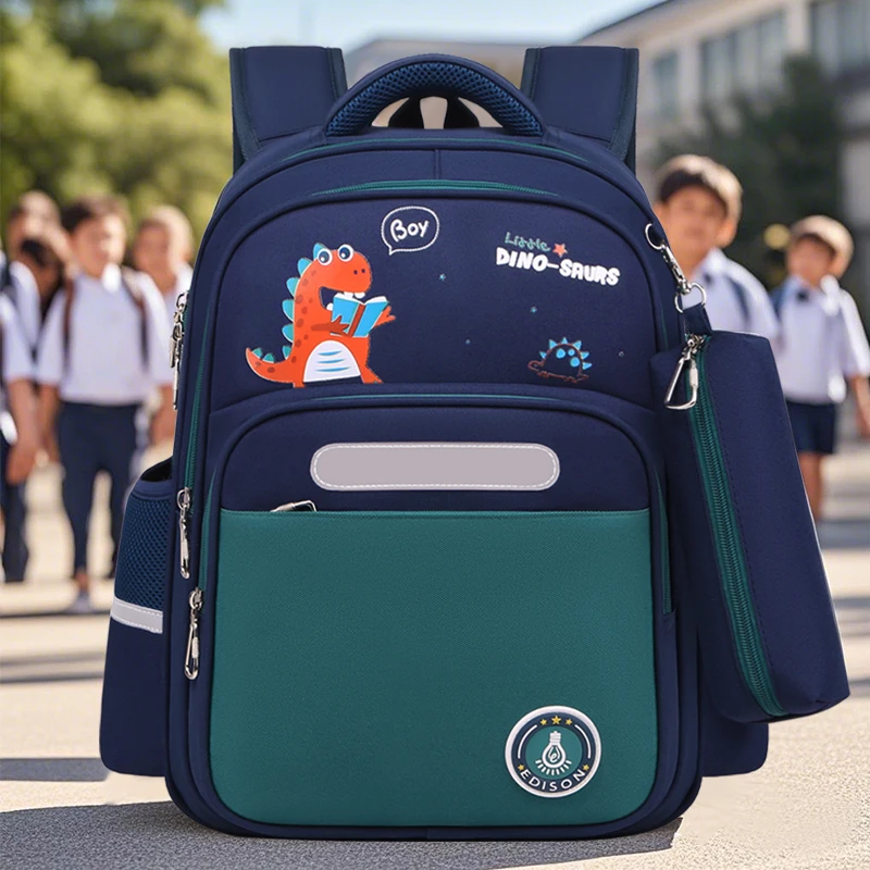 Edison爱迪生小学1-3年级书包轻便减负大容量反光儿童背包男孩