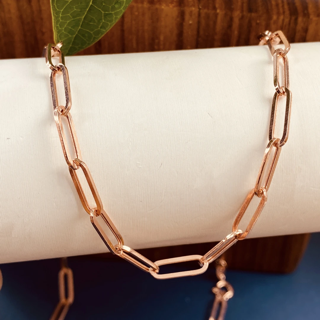 18K大卡项链玫瑰金彩金厚金潮流素金加厚简约气质轻奢时尚百搭