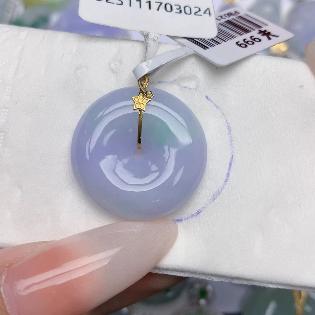 翡翠18K金镶嵌颈饰天然缅甸翡翠a货百元以上9元证书费自理