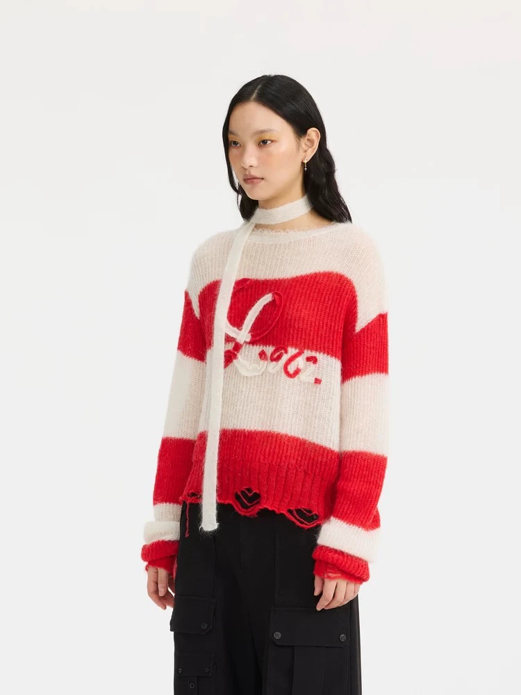 REVAN红白色拼接毛衫