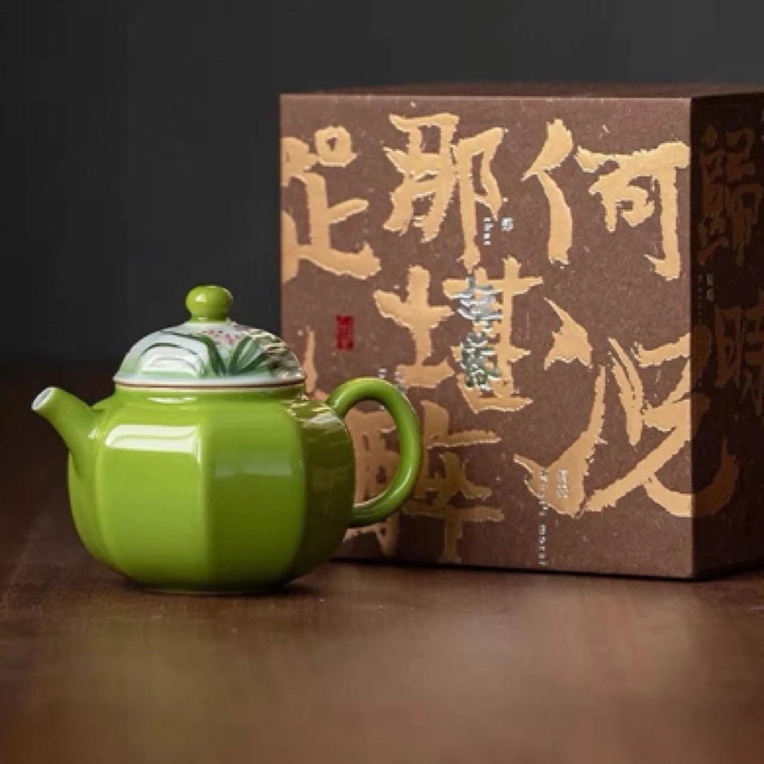 手工陶瓷茶壶手绘兰花复古泡茶壶景德镇家用过滤小号单壶
