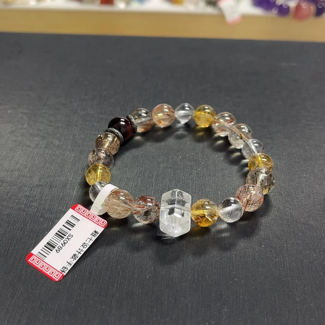 水晶手链未镶嵌黑金超七设计款手串